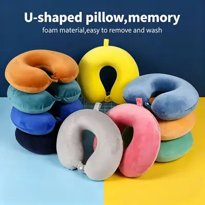 Memory foam U-shaped pillow, neck support, portable - 3