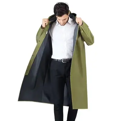 Long Waterproof Raincoat, Full Body, Thickened Canvas