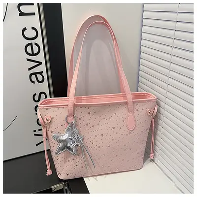 Korean Style Large-Capacity Women's Tote Bag with Star Design, Single Shoulder - 7