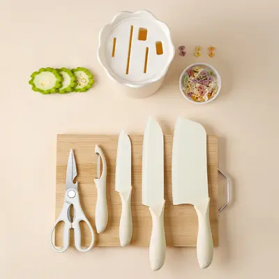 Kitchen knife set with chef, fruit, peeling knives, scissors and holder - 3