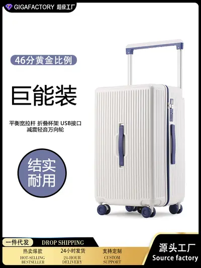Women's Wide Trolley Luggage 20 Inch, Durable, Combination Lock - 1