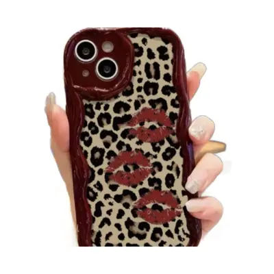 Retro-Leoparden-Handyhülle mit Wellenrand für iPhone 17 Pro und 16