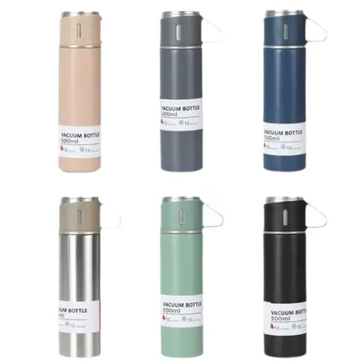 Thermobecher-Set mit drei Deckeln, Edelstahl-Thermosflasche mit individuellem Logo - 6