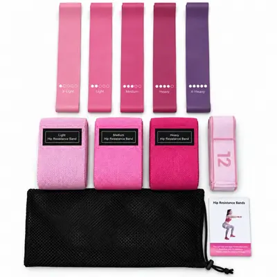 TPE Squat Resistance Band Set with Glute Ring and Yoga Pull Band - 7