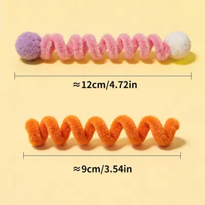 Plush Stick Spring Cat Toy, Self-Play Cat Toy Set - 4