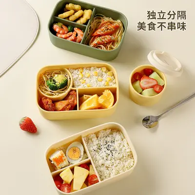 Food-Grade Silicone Lunch Box, Microwave-Safe, Compartmented, Leak-Proof