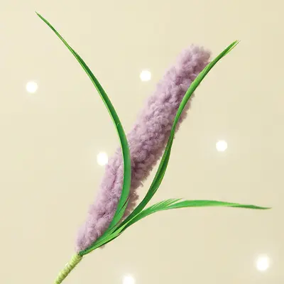 Lavender Cat Teaser Wand, Long Handle with Bell Toy