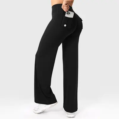 Highwaist-Yogahose mit Rückentasche mit Klappe, hochelastisch - 6