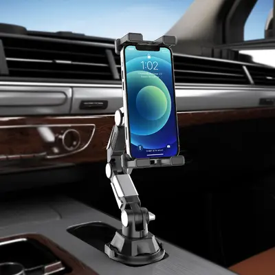 Extendable Car Phone and Tablet Holder with Long Arm and Cup Base Mount - 5