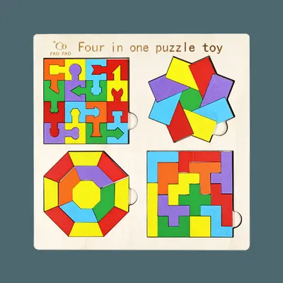 Tangram puzzle blocks, round and heart shapes, early education toy - 8