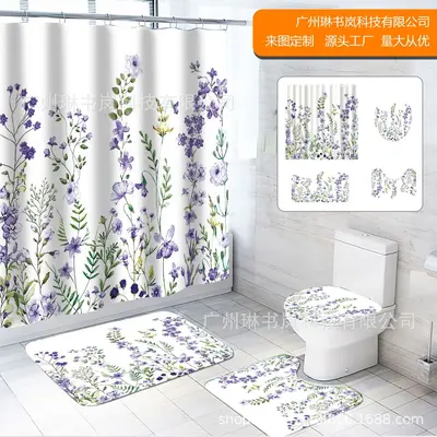 Plant Print Polyester Shower Curtain, Waterproof and Mildew Resistant - 13