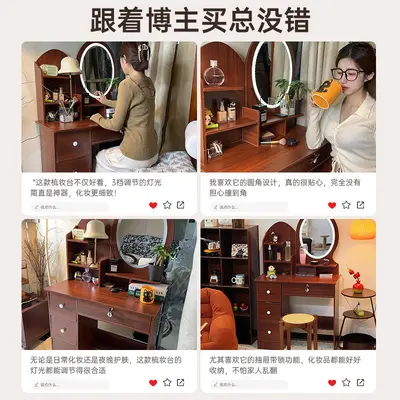 Modern Makeup Vanity Table with Mirror and Storage Cabinet, Bedroom