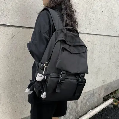 Large-Capacity High School Backpack in Workwear Style - 3