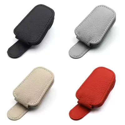 Multifunctional Car Visor Eyeglass Holder Automotive Glasses Clip Leather Car Interior Sun Visor Storage Box Vehicle Sunglasses Clip Card Holder