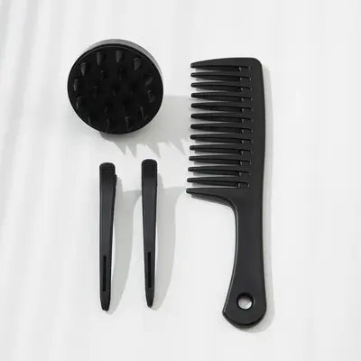 Dolia glatte Haarwellenkamm mit breiten Zähnen Schaumstoff-Formungskamm Make-up Entenklemme plus Silikon-Kopfmassage-Shampoo-Bürste dreiteiliges Set