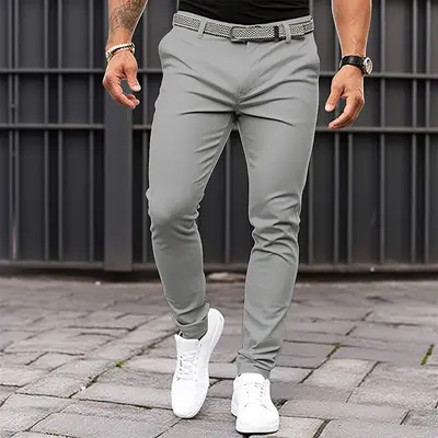 Herren Uni Slim-Fit Freizeithose mit Taschen und Reißverschluss