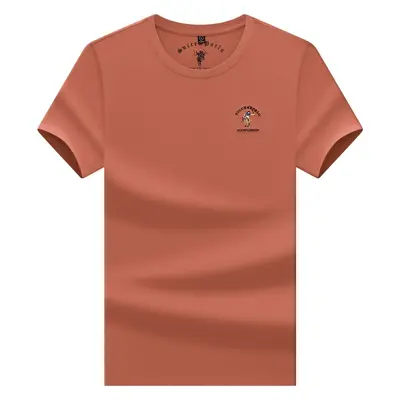 Pure Cotton Men's Round Neck Short Sleeve Embroidered T-Shirt - 11