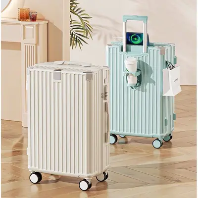 Women's suitcase, multifunctional, silent wheels, combination lock, rechargeable