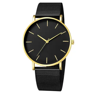 Men's quartz watch with mesh band, minimalist design - 11