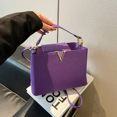 Kadın düz renk çapraz çanta, V model, işe gidiş için - 3
