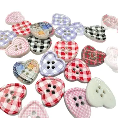 Renkli retro ekose DIY süs düğmesi karışık paket
