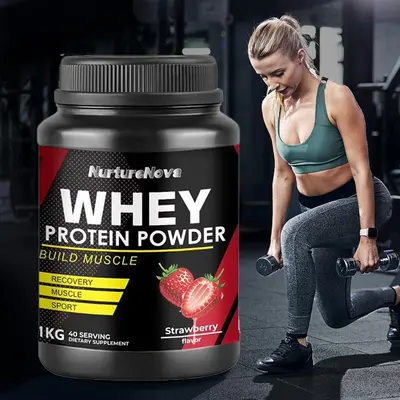 跨境乳清蛋白粉运动健身专用whey protein powder草莓味2lbs