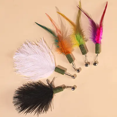 Replacement Head for Cat Teaser Wand with Bell and Feathers