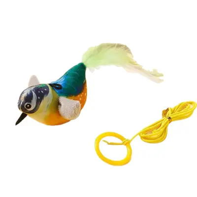 Cat Toy with Simulated Bird and Sound, Chew-Resistant Teaser Wand - 5