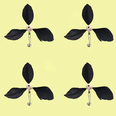 Cat Teaser Wand with Rotating Bamboo Dragonfly, Bell Feather Replacement Heads - 9