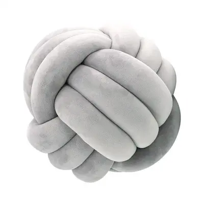 Scandinavian cross-border three-strand rope knotted hand-woven knot round ball headboard fabric pillow sofa cushion lumbar pillow - 7