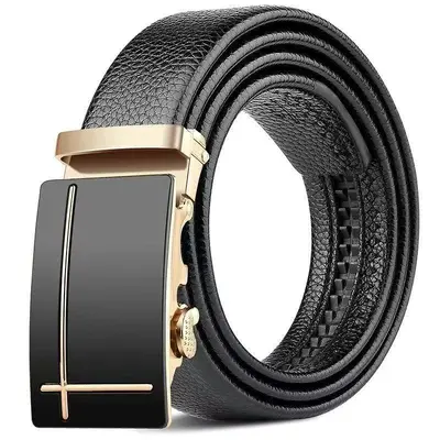 Men's Synthetic Leather Belt Amazon AliExpress Automatic Buckle Versatile Pants Belt Foreign Trade Cross-Border