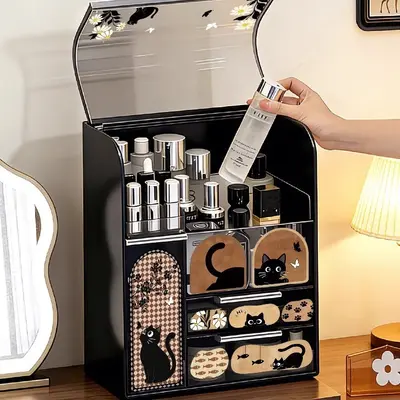 Vintage-Kosmetik-Aufbewahrungsbox mit Schubladen, großes Fassungsvermögen