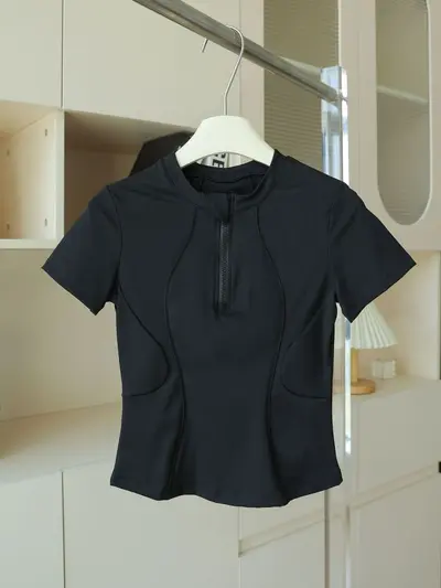 Women's Summer Sports Top, Thin, Stand-up Collar, Running and Pilates - 10
