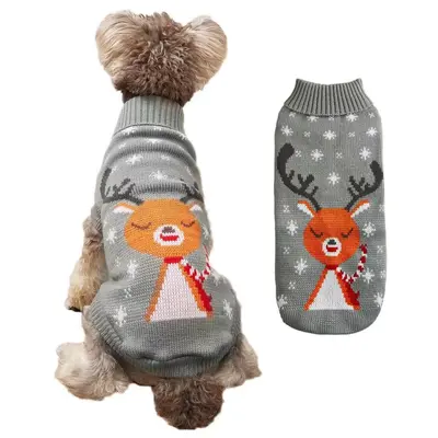 Round Neck Pet Sweater for Dogs and Cats, Autumn and Winter Clothing