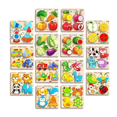 Babyspielzeug Stereo Puzzle 3D montierbar Montessori Früherziehung Lernspielzeug zum Sortieren und Bausteine für Jungen und Mädchen von 0-1 Jahren