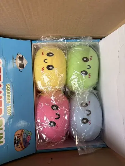 Macaron Color Oversized Simulated Steamed Bun Squishy Flour Bun with Steamer Basket Stress Relief Toy Decompression Big Bun - 12