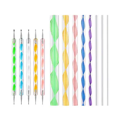 Holz-Punktierstift-Set, 5-teilig doppelendig, für Acryl-Nagelkunst