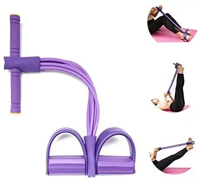 Sit-up-Trainer Bauchmuskel-Widerstandsband mit Fußpedal, elastisches Zugseil - 3