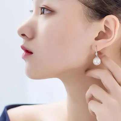 925 sterling silver women's earrings, pearl, versatile - 3