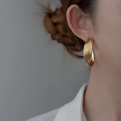 S999 sterling silver Hong Kong style hoop earrings, vintage - 10