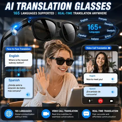 CY03 intelligente Brille mit Kamera 800W Pixel Foto Video Aufnahme austauschbare Gläser KI intelligente Brille - 3