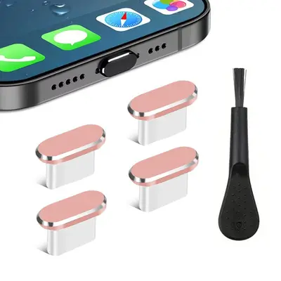 Beş İşlevli Type-C Veri Portu USB Toz Kapağı Telefon Şarj Portu Metal Toz Kapağı Fırçalı - 7