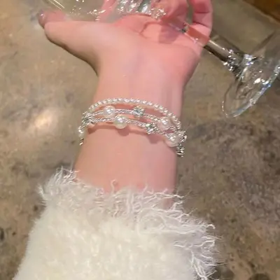 Perlenarmband mit Zirkonia, Prinzessinnen-Stil - 3