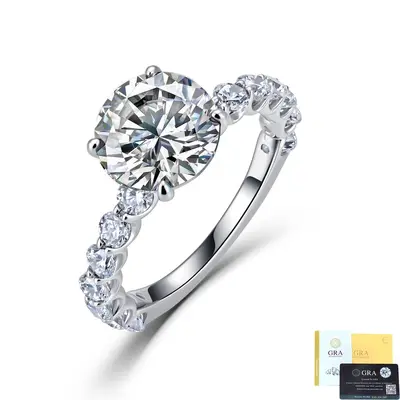 S925 Silberring mit Moissanit, Vierkrallenfassung, 1 Karat