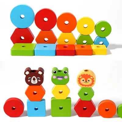 Wooden Animal Shape Color and Shape Sorting Toy