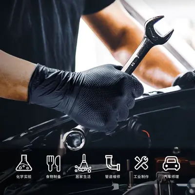 Hochwertige extra dicke, abriebfeste Nitrilhandschuhe mit Diamantmuster, Industrie-Arbeitshandschuhe gegen Öl, Säuren und Laugen, für die Kfz-Werkstatt