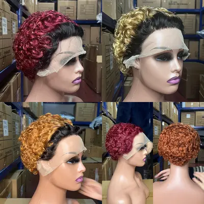 Brazilian Human Hair Full Lace Wig 13*1, Pixie Curly - 9