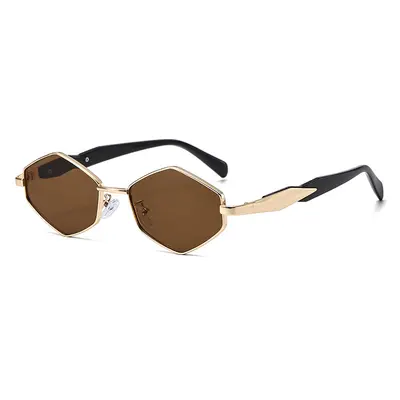 Women's Metal Polygon Diamond Sunglasses, Street Style - 8