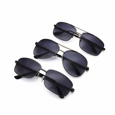 Square metal-frame sunglasses, black, for men - 3