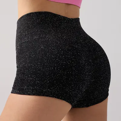 Шорты для йоги Silver Silk с высокой талией и контролем живота, укороченные фитнес-шорты для женщин с эффектом «персиковых ягодиц», подтягивающие ягодицы, спортивные шорты без видимых швов под одеждой - 8